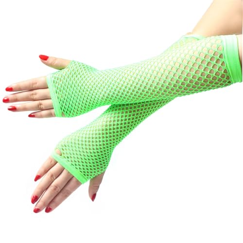 Qsvbeeqj Bequeme Stretch-Fäustlinge, lange Punk-Handschuhe, Fischernetz, elastische Netz-Handschuhe für Angeln und Baustelle von Qsvbeeqj