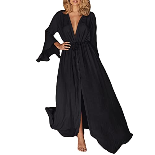 Qsvbeeqj Damen Maxikleider mit Farbdruck, geteilt, Strandkleid, Partykleid, toll von Qsvbeeqj