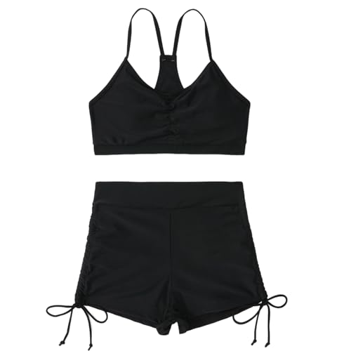 Qsvbeeqj Damen Set Mit Röhrenoberteil Verstellbare Träger Badeanzüge Hoher Schnitt Plissierte Badebekleidung Niedrige Taille Bikinis Badeanzüge von Qsvbeeqj