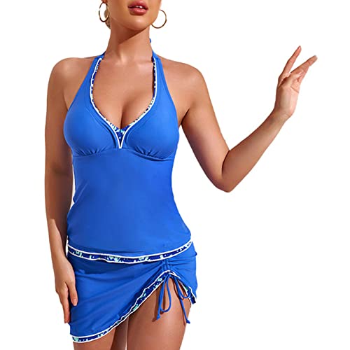 Qsvbeeqj Damen Tankini Badeanzug Mit Rock Zweiteilige Badebekleidung Mädchen Farbblock Badeanzug Bauchweg Bikinis Für Den Urlaub von Qsvbeeqj