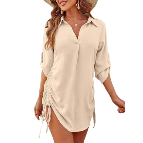 Qsvbeeqj Frauen Badeanzug Swim Up Badeanzug Bademode Seitlichem Kordelzug Pullover Strand Kleid Hemd von Qsvbeeqj