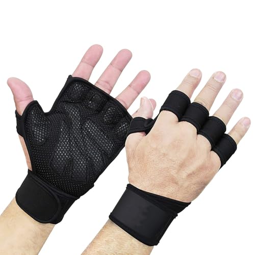 Qsvbeeqj Halbfinger Fahrradhandschuhe Mit Handgelenkschutz Gewichtheben Trainingshandschuhe Fahrradhandschuhe Fitnessstudio Workout Handschuhe Für Unisex von Qsvbeeqj