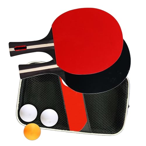 Qsvbeeqj Pingpong Paddel-Set, Tischtennisausrüstung für Anfänger, professionelles Gummi-Tischtennisschläger-Set von Qsvbeeqj