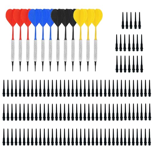 Qsvbeeqj Set Mit 12 Dartpfeilen Mit Kunststoffspitze Die Nicht Leicht Zu Brechen Und Zu Verbiegen Sind. Professionelle 14-g Dartpfeile Mit Weicher Spitze Und Eisenvernickeltem Schaft von Qsvbeeqj