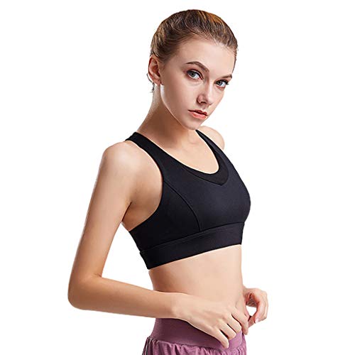 Qsvbeeqj Sport-BH für Damen, aktiv, gepolstert, mit Schnallen, Haken, Bralette, stoßfest, breiter Riemen, bauchfreies Top von Qsvbeeqj