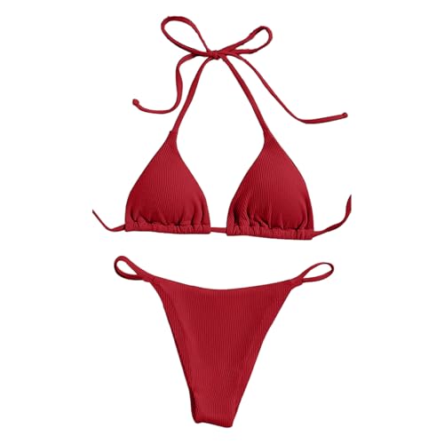 Qsvbeeqj Triangel-Bikinis-Set für Damen, zweiteilig, Badeanzug, Neck-Bikinis, Oberteil und Bikinis-Shorts, Badebekleidung von Qsvbeeqj