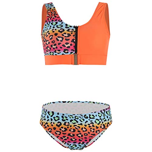 Qsvbeeqj Zweiteiliger Damen-Badeanzug, Leopardenmuster, bedruckt, Push-Up, gepolstert, Surfen, Badeanzug, athletische Strandmode, Größe S-2XL von Qsvbeeqj