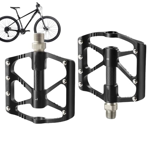 Cycle Pedals with Non-Slip Design, Lightweight Aluminum Alloy Replacement Pedals, Featuring Carbon Fiber Footrest Gear and 3 Bearings, Ideal for Outdoor Cycling Activities and Enhanced Performance von Quaeetyu