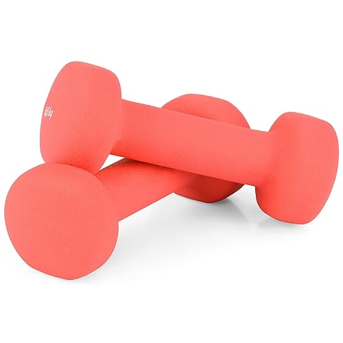 Neopren Kurzhanteln, Frauen Hanteln 2er Set von 0,5 bis 2 kg, Gymnastikhanteln für Damen Gymnastik, Yoga, Pilates, Fitness Kraftraining Workout für Zuhause (2 x 0.5 kg, Rosa) von Queenfit