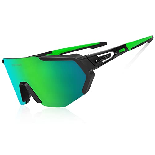 Queshark Fahrradbrille,TR90 Unbreakable Frame Polarisierte Sport Sonnenbrille,Fahrradbrille für Männer Frauen mit 3 Wechselobjektiven,zum Fahren Angeln Glof Baseball Laufen von Queshark