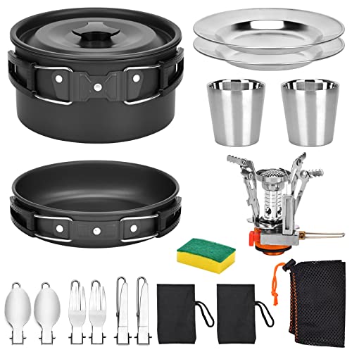 Queta Camping Kochgeschirr Set 17-teiligs Cookware Kit Picknick Töpfen für 2-3 Personen Zum Camping Outdoor Wandern Picknick BBQ, Fda Zertifiziert Queta Camping Kochgeschirr Set 17-teiligs Cookware Kit Picknick Töpfen für 2-3 Personen Zum Camping Outdoor Wandern Picknick BBQ, Fda Zertifiziert von Queta