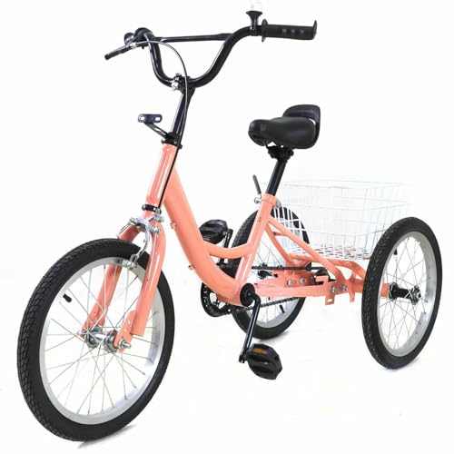 Quiltern 14Zoll 16Zoll Kinderfahrrad 3 Rad Fahrrad für Kinder Kinderdreirad mit Einkaufskorb (Hellorange) von Quiltern