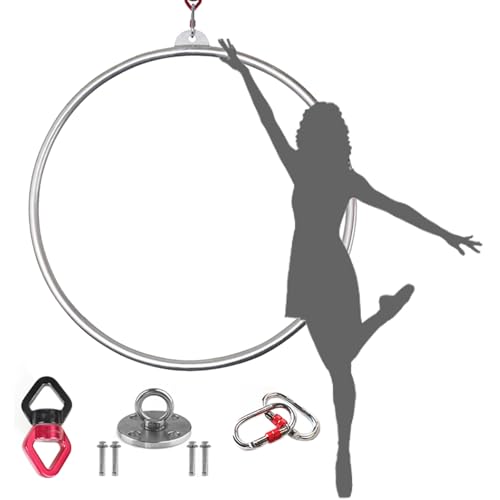 Aerial Lyra Hoop Reifen aus Edelstahl für Erwachsene, 85/90 cm Lyra Hoop Aerial Hoop Set, Single Point Circus Hoop, für Tanzstudio, Aerial Fitness,85cm-3.2cm von Quixnova