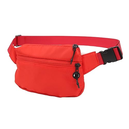 Qukaim Bauchtasche für Sport, große Kapazität, wasserdicht, Nylon, Bauchtasche mit Kopfhörerloch für Workout, Laufen, Reisen, Rot von Qukaim