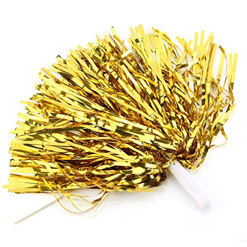 Qukaim Cheerleading Pom Poms Cheerleading Pom Poms Golden Cheer Pompoms für Squad Cheer Sport Tanzzubehör Leicht 12 Zoll 2 Stück von Qukaim