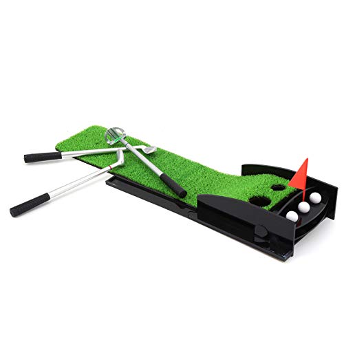 Qukaim Golf-Putting-Matte für den Schreibtisch, Mini-Golfspiel-Übungsset, 3-teiliges Kugelschreiber-Putter, Golf-Putting-Matte, Indoor-Golf-Set, Geschenk, kompaktes Design für Büro oder Zuhause von Qukaim