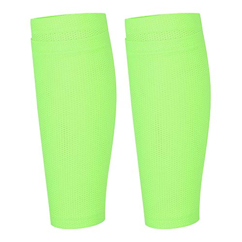 Qukaim Schienbeinschutz Outdoor Sport Nylon Fluoreszierendes Grün Schienbeinschoner Wadenbandage Socke Fußball Schutzschild Ärmel Fußball Beinschutz Unisex von Qukaim