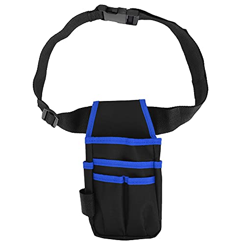 Qukaim Werkzeugtasche aus Ochsenstoff, Werkzeugtasche mit Gürtel, multifunktionale Camping-Hüfttasche für Outdoor, Bergsteigen, blauer Rand von Qukaim