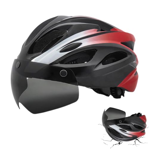 Qumiuu Mountainbike-Helme,Mountainbike-Helme,Rennradhelme mit wiederaufladbarem Rücklicht | Verstellbare Fahrradhelme mit Magnetbrille, atmungsaktive Fahrradhelme für Männer, Frauen, Erwachsene von Qumiuu
