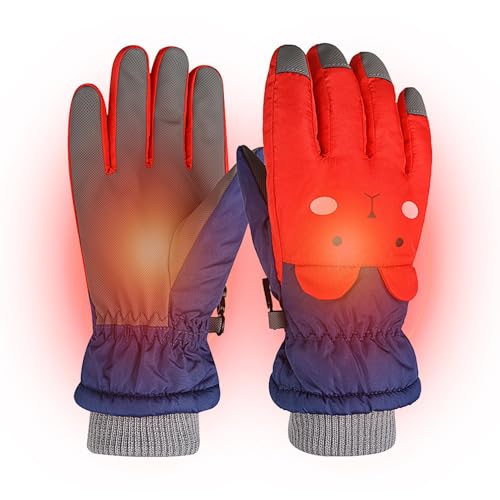 Qumiuu Winterhandschuhe für Kinder, warme Handschuhe für Kinder,Warme Thermo-Skihandschuhe - Verdickte Thermo-Skihandschuhe, isolierte Winter-Fäustlinge für Kinder, wasserdicht, zum Wandern, Skisport von Qumiuu