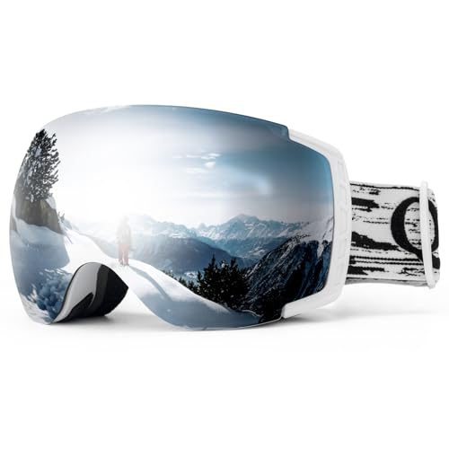Qunature Skibrille Schneebrille UV-Schutz Ski Brille Dual Lens Anti-fog Sphärische Kompatibler Helm Verspiegelte Snowboardbrille für Brillenträger Damen/Herren, Skifahren, Snowboarden Weiß Qunature Skibrille Schneebrille UV-Schutz Ski Brille Dual Lens Anti-fog Sphärische Kompatibler Helm Verspiegelte Snowboardbrille für Brillenträger Damen/Herren, Skifahren, Snowboarden Weiß von Qunature