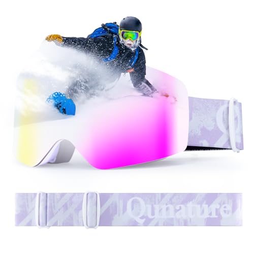 Qunature Skibrille Schneebrille UV-schutz Damen/Herren Goggles Anti-fog Atmungsaktive Helmkompatible Snowboardbrille für Brillenträger, Skifahren, Snowboarden Rosa-Lila Qunature Skibrille Schneebrille UV-schutz Damen/Herren Goggles Anti-fog Atmungsaktive Helmkompatible Snowboardbrille für Brillenträger, Skifahren, Snowboarden Rosa-Lila von Qunature