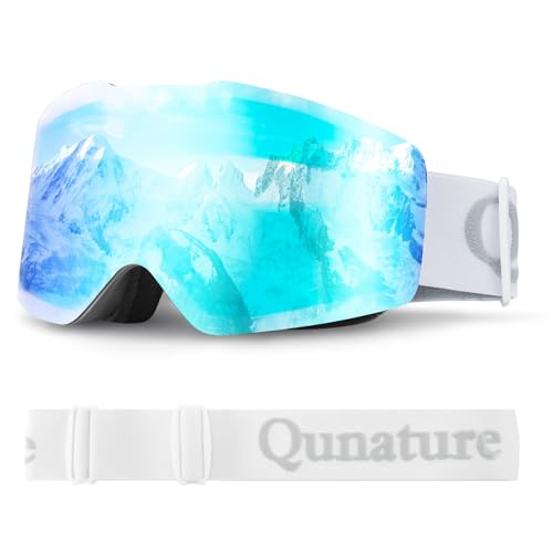 Qunature Skibrille Snowboardbrille UV-Schutz Ski Brille Damen/Herren Brillenträger Anti-fog Helmkompatible Atmungsaktive Schneebrille für Unisex Erwachsene, Skifahren, Snowboarden Weiß Qunature Skibrille Snowboardbrille UV-Schutz Ski Brille Damen/Herren Brillenträger Anti-fog Helmkompatible Atmungsaktive Schneebrille für Unisex Erwachsene, Skifahren, Snowboarden Weiß von Qunature