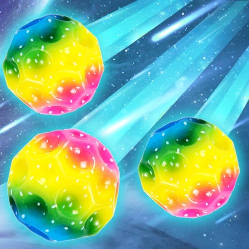 Jump Ball, 2 Stk Moon Ball, Planeten Hüpfbälle, Springstöcke Hüpfbälle, Super High Bouncing springende Bälle, Space Bouncy Balls, Space Ball Moon Ball, Bouncing Ball Toy, Bouncy Ball Party Gift (3pc) von Qunkun