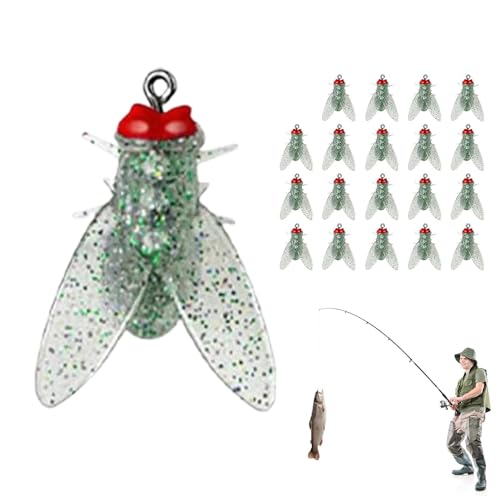 Angel Fliegenfischen Fliegen Kits, 20 Stück Forellenbarsch, Angel Köder Fliegen Forellenköder, Insektenköder mit Haken Trockenfliegen Kit, für Salzwasser und Süßwasser von Qutalmi