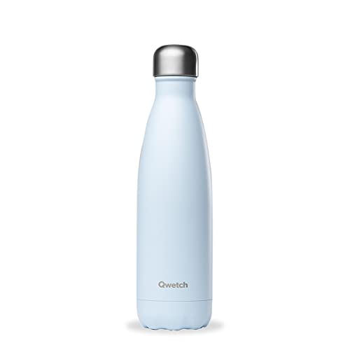 Qwetch - Isolierflasche Pastellfarbene Thermosflasche - Blau 500ml - 24 Stunden kalt und 12 Stunden warm - dicht, BPA-frei & wiederverwendbar von QWETCH