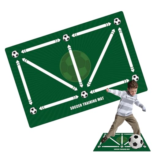 Fußball-Fußschritt-Trainingsmatte, Fußball-Fußschritt-Trainingsmatte für Kinder, geräuschlose Fußballmatte für Indoor-Training, 40 x 60 cm, rutschfest von Qyljeiwred