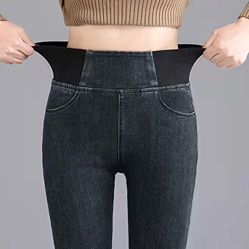 Qzeanxy Jeggings Damen Stretch Leggings Damen Skinny Jeans High Waist Jogginghose Denim Stretch Hose mit Taschen Pants Fitnesshose Yogahose Streetwear von Qzeanxy