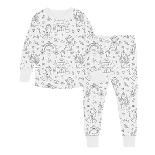 Qzeanxy Partner Schlafanzug Kinder Langarm Homewear Set Pyjama Set Für Locker Schlafanzug Zum Anmalen DIY Handbemaltes Pyjamas DIY Handbemaltes Homewear Set Bequem Pyjama Zum Ausmalen Loungewear Set von Qzeanxy