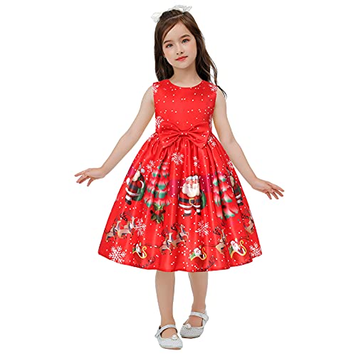 Qzeanxy Weihnachtskleid Mädchen Weihnachtskleid Herbst Winter Kleidung Kleinkind Prinzessin A-Linie Kleid Süßes Kleid Langarm Rüschen Kariert Bowknot Kleid Neugeborene Weiche Kleidung Christmas von Qzeanxy