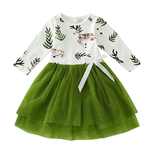 Qzeanxy Weihnachtskleider Für Mädchen Neugeborene Weiche Kleidung Christmas Kleinkind Prinzessin A-Linie Kleid Süßes Kleid Langarm Rüschen Kariert Bowknot Kleid Weihnachtskleid Herbst Winter Kleidung von Qzeanxy