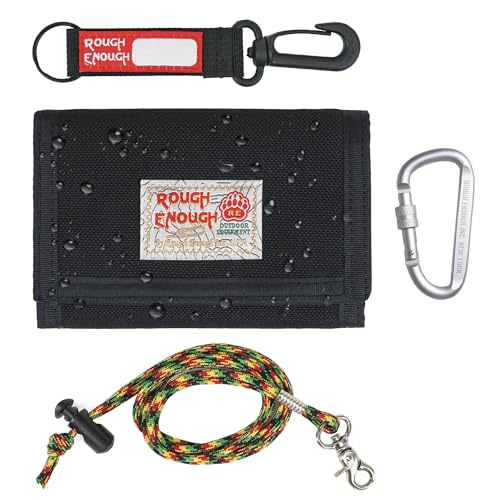 Rough Enough Jungen-Geldbörsen für Teenager, Mädchen, Kinder, Geldbörse mit Schlüsselanhänger, Kartenhalter, Karabiner, taktisches Militär, einzigartiges Geburtstagsgeschenk, Schwarz Rough Enough Jungen-Geldbörsen für Teenager, Mädchen, Kinder, Geldbörse mit Schlüsselanhänger, Kartenhalter, Karabiner, taktisches Militär, einzigartiges Geburtstagsgeschenk, Schwarz von R E ROUGH ENOUGH