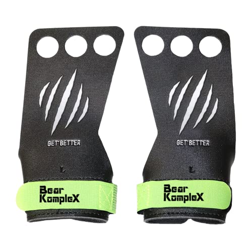 Bear KompleX Black Diamond 3 Hole Hand Grips, Great for All Bars, Speal, Barbell, Kettle Bell, Ring Work, Gymnastics, Crossfit, Comfort and Support, Protect from Blisters, Reduce Slipping, Men & Women von Bear KompleX