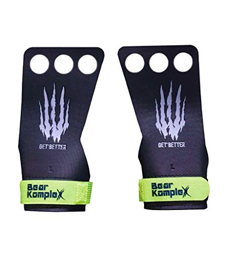 Bear KompleX Black Diamond 3 Hole Hand Grips, Great for All Bars, Speal, Barbell, Kettle Bell, Ring Work, Gymnastics, Crossfit, Comfort and Support, Protect from Blisters, Reduce Slipping, Men & Women von Bear KompleX
