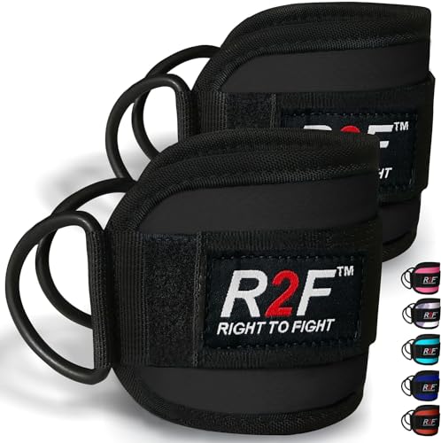 R2F Fußschlaufen Kabelzug - Kickbacks Fußschlaufen - Fußmanschetten Kabelzug - 2 Stück Kabelzug Fußschlaufen für Fitness Training - Ankle Strap Fußschlaufen für Frauen und Männer von R2F RIGHT TO FIGHT