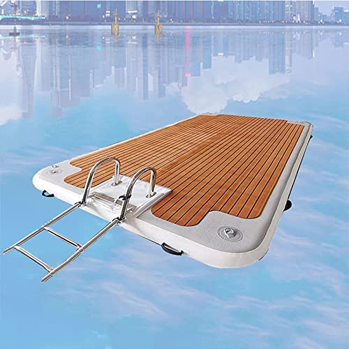 Inflatable Floating Dock with Stainless Steel Ladder Floating Party Island, Inflatable PVC Water Shaped Mat, Fishing Floating Platform Yacht Marina Ev von RAABYU