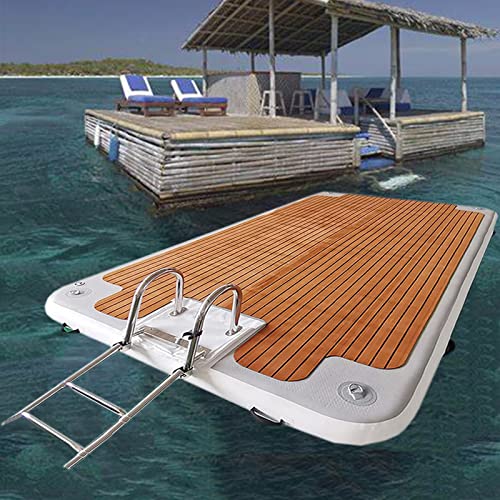 Inflatable Pontoon Dock, Portable Inflatable Island Floating Mat, Water Surfing Mat with Anti-Slip Mat for Lakes, Rivers, Swimming Pools,2 * 2.5m von RAABYU