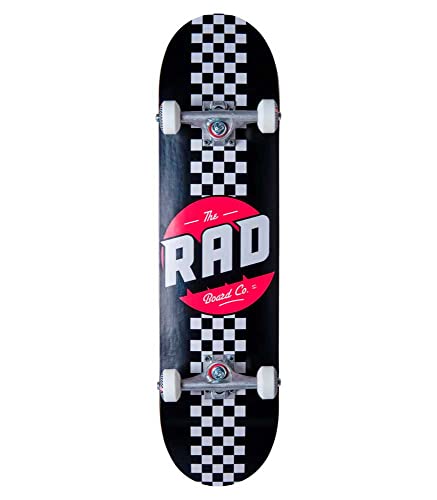 RAD Unisex – Erwachsene Checker Stripe Skateboard, Schwarz, 7.25" von RAD
