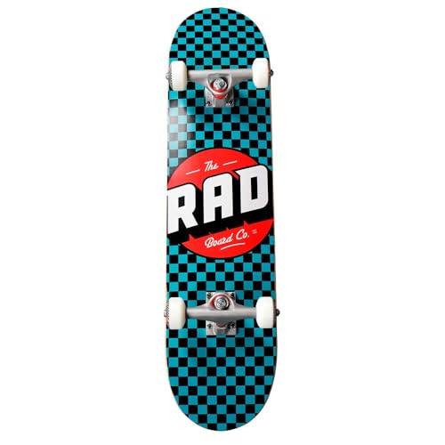 RAD Unisex – Erwachsene Checkers Progressive Skateboard, Schwarz/Petrol, 8" von RAD