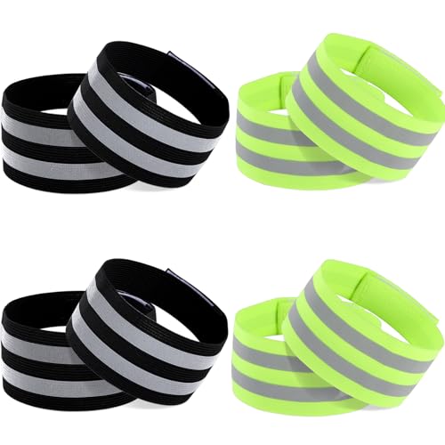 RAFIYU 8 Stück Hosenklammer Fahrrad, Elastisch Reflektierende Bänder mit Klettband für Outdoor Joggen, Hosenschutz Radfahren, Wandern, Reflektierendes Sicherheitsarmband, 35 x 5 cm(Grün und Schwarz) RAFIYU 8 Stück Hosenklammer Fahrrad, Elastisch Reflektierende Bänder mit Klettband für Outdoor Joggen, Hosenschutz Radfahren, Wandern, Reflektierendes Sicherheitsarmband, 35 x 5 cm(Grün und Schwarz) von RAFIYU