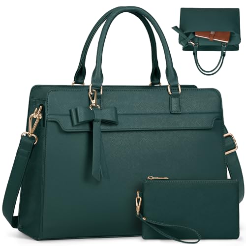 RAINSMORE Handtasche Damen Shopper Damen Groß 15.6 Zoll Laptoptasche Damen Wasserdicht PU Leder Arbeitstasche Umhängetasche mit Geldbörse 2-teiliges Set für Business Arbeit Schule Grün RAINSMORE Handtasche Damen Shopper Damen Groß 15.6 Zoll Laptoptasche Damen Wasserdicht PU Leder Arbeitstasche Umhängetasche mit Geldbörse 2-teiliges Set für Business Arbeit Schule Grün von RAINSMORE