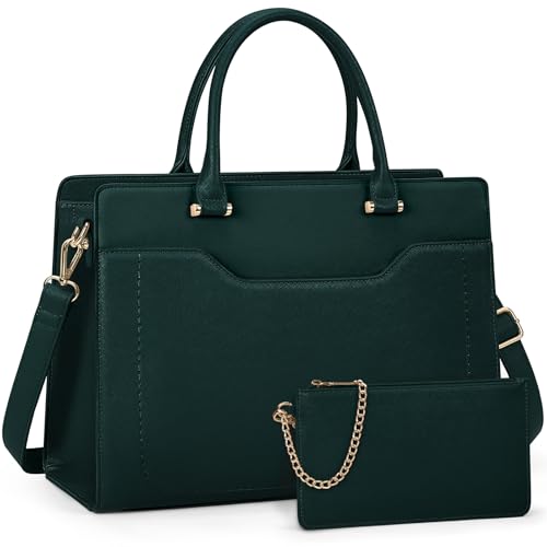 RAINSMORE Shopper Damen Groß Laptop Handtasche Damen 15.6 Zol PU Leder Arbeitstasche Lehrertasche Wasserdicht Laptoptasche mit Geldbörse für Business Büro Schule Grün RAINSMORE Shopper Damen Groß Laptop Handtasche Damen 15.6 Zol PU Leder Arbeitstasche Lehrertasche Wasserdicht Laptoptasche mit Geldbörse für Business Büro Schule Grün von RAINSMORE