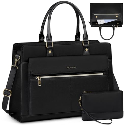 RAINSMORE Handtasche Damen Groß Shopper Tasche Damen Arbeitstasche Damen 15.6 Zoll Laptoptasche Wasserdicht PU Leder Uni Tasche Lehrertasche Aktentasche Schwarz RAINSMORE Handtasche Damen Groß Shopper Tasche Damen Arbeitstasche Damen 15.6 Zoll Laptoptasche Wasserdicht PU Leder Uni Tasche Lehrertasche Aktentasche Schwarz von RAINSMORE