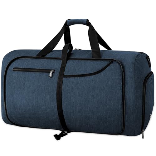 RAINSMORE Faltbare Reisetasche Groß 65L Leichte Sporttasche mit Schuhfach für Herren Damen Reisetaschen Handgepäck Tasche Weekender Saunatasche Blau RAINSMORE Faltbare Reisetasche Groß 65L Leichte Sporttasche mit Schuhfach für Herren Damen Reisetaschen Handgepäck Tasche Weekender Saunatasche Blau von RAINSMORE