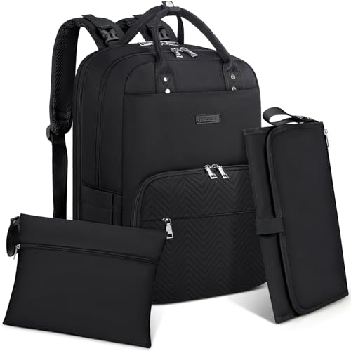 RAINSMORE Wickelrucksack Baby Wickeltasche Rucksack mit Wickelunterlage Unterwegs Groß Diaper Bag Multifunktions Baby Taschen für Mama und Papa Schwarz RAINSMORE Wickelrucksack Baby Wickeltasche Rucksack mit Wickelunterlage Unterwegs Groß Diaper Bag Multifunktions Baby Taschen für Mama und Papa Schwarz von RAINSMORE