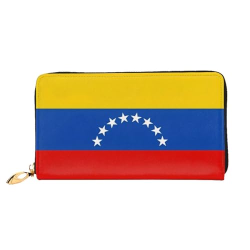 RAIZHE Venezuela-Flagge, Leder, wasserdicht, Reißverschluss, 12 Kreditkartenfächer, 3 volle Taschen, Geldfächer, Geldbörse für Damen, weiche Geldbörse, Münzgeldbörse, Schwarz , Einheitsgröße von RAIZHE